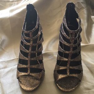 Lane Bryant Gold Copper Metallic Strappy Pump 10w